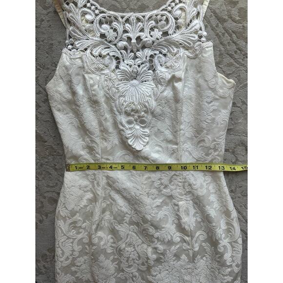 Romantic White Floral Embroidered Lace Dress Size 2 XS Midi Bridal Y2K Formal - Picture 5 of 7